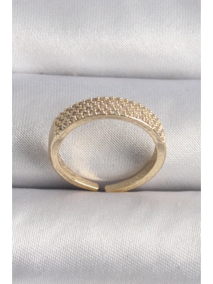 Pirinç Gold Renk Zirkon Taşlı VIP Seri Kadın Yüzük