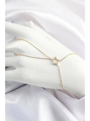 Pirinç Gold Renk Zirkon Taşlı Yıldız Model Şahmeran