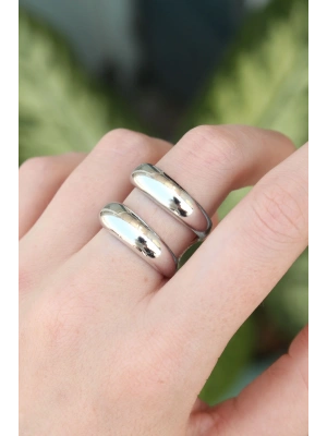 Pirinç Gümüş Renk Ayarlanabilir Şerit Yüzük