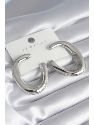 Pirinç Gümüş Renk Halka Model Kadın Küpe