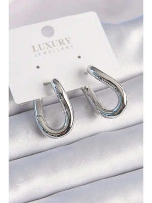 Pirinç Gümüş Renk Halka Model Kadın Küpe