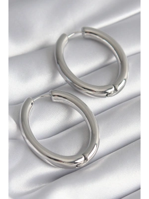 Pirinç Gümüş Renk Halka Model Kadın Küpe