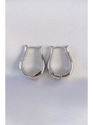 Pirinç Gümüş Renk İçi Boş Gül Küpe