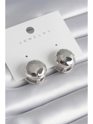 Pirinç Gümüş Renk İşleme Detay Top Model Kadın Küpe