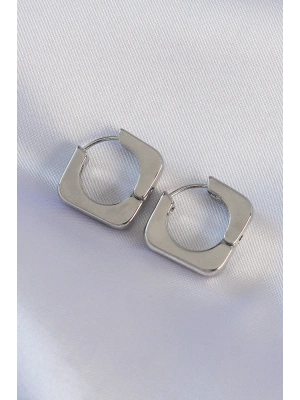 Pirinç Gümüş Renk Kare Küpe