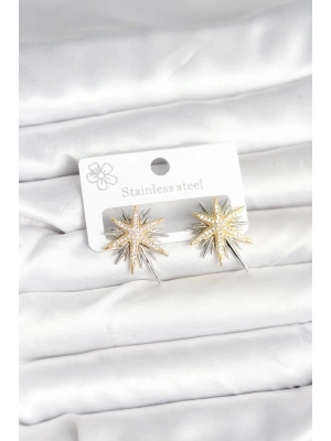 Pirinç Gümüş Renk Kutup Yıldızı Kadın Küpe