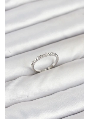 Pirinç Gümüş Renk Lazer Kesim Kadın Yüzük