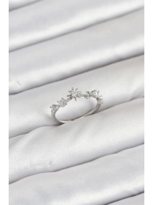 Pirinç Gümüş Renk Manifest Kadın Yüzük