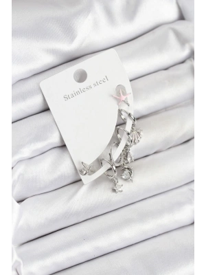 Pirinç Gümüş Renk Set Küpe