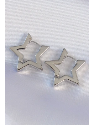 Pirinç Gümüş Renk Yıldız Küpe