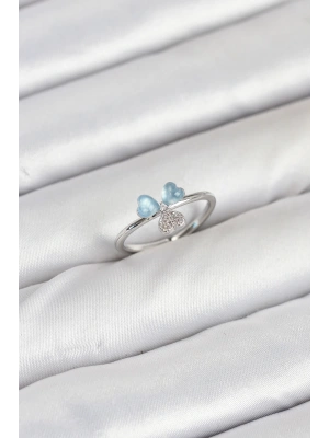 Pirinç Gümüş Renk Yonca Model Kadın Yüzük