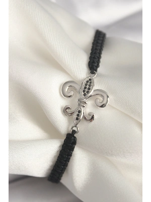 Pirinç Gümüş Renk Zirkon Taş İşlemeli Zambak Model Asansörlü Makrome Model Kadın Bileklik