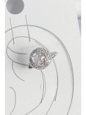 Pirinç Gümüş Renk Zirkon Taşlı Kadın Kıkırdak Model Küpe