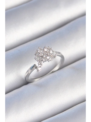 Pirinç Gümüş Renk Zirkon Taşlı Kadın Yüzük