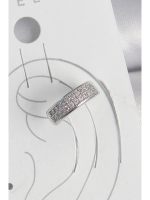 Pirinç Gümüş Renk Zirkon Taşlı Kıkırdak Model Kadın Küpe