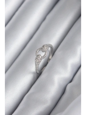 Pirinç Gümüş Renk Zirkon Taşlı Yılan Model Kadın Yüzük