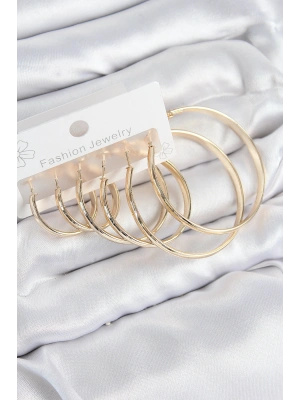 Pirinç Halka Model Gold Renk Kadın Set Küpe