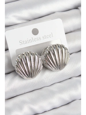 Pirinç İstiridye Model Gümüş Renk Kadın Küpe