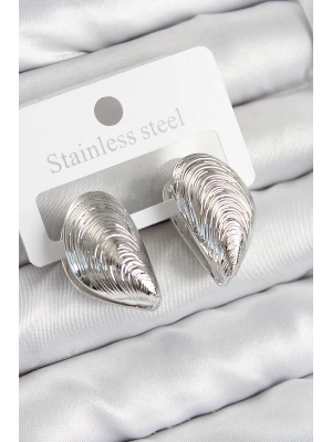 Pirinç İstiridye Model Gümüş Renk Kadın Küpe