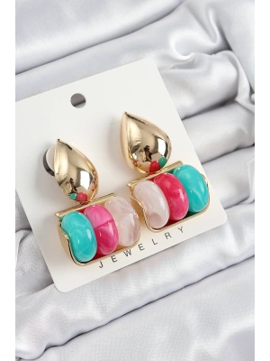 Pirinç Karışık Renk Vintage Model Kadın Küpe