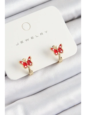 Pirinç Kelebek Model Gold Renk Çocuk Küpe