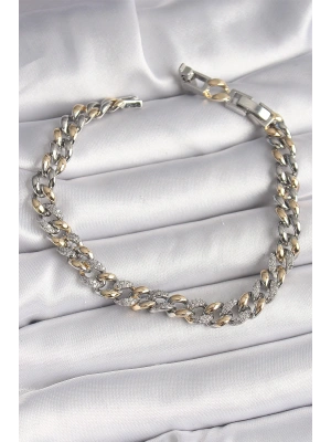 Pirinç Mix Renk Zirkon Taşlı Zincir Model VIP Seri Kadın Bileklik