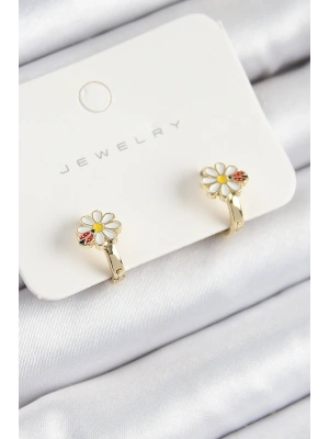 Pirinç Papatya Model Gold Renk Çocuk Küpe