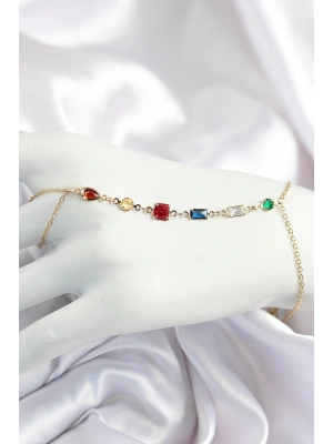 Pirinç Renkli Zirkon Taşlı Y Model Gold Renk Kadın Şahmeran