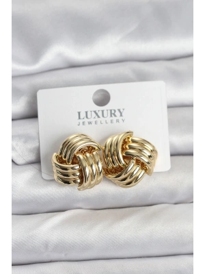 Pirinç Sarmal Gold Renk Kadın Küpe