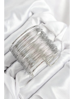 Pirinç Tel Sarma Model Gümüş Renk Kadın Bileklilk