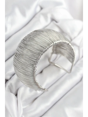 Pirinç Tel Sarma Model Gümüş Renk Kadın Bileklilk