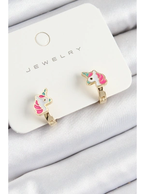 Pirinç Unıcorn Model Gold Renk Çocuk Küpe