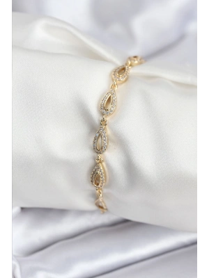 Pirinç VIP Seri Gold Renk Sıralı Damla Model Kadın Bileklik