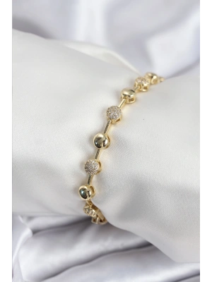 Pirinç VIP Seri Gold Renk Topçuk Model Kadın Bileklik