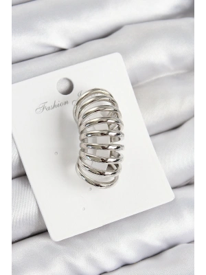 Pirinç Yay Model Gümüş Renk Sağ Kıkırdak Küpe