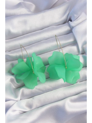 Pirinç Yeşil Renkli Flora Küpe