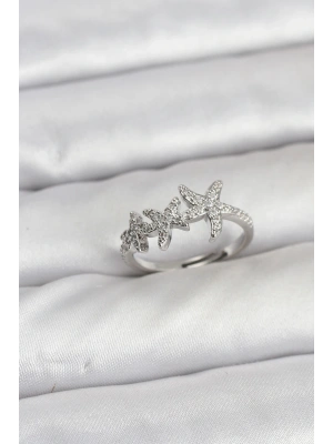 Pirinç Yıldız Model Gümüş Renk Kadın Yüzük