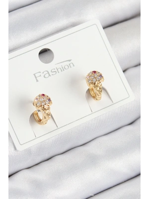 Pirinç Zirkon Taşlı Dondurma Model Gold Renk Çocuk Küpe