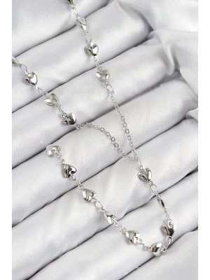 Pirinç Zirkon Taşlı Kalp Model Gümüş Renk Y Kolye