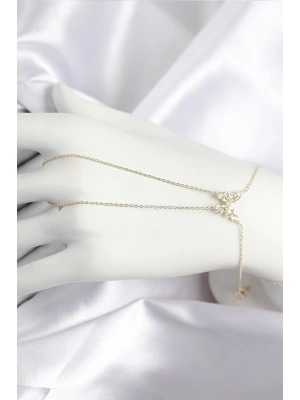 Pirinç Zirkon Taşlı Kelebek Model Gold Renk Şahmeran