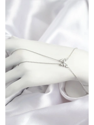 Pirinç Zirkon Taşlı Kelebek Model Gümüş Renk Şahmeran