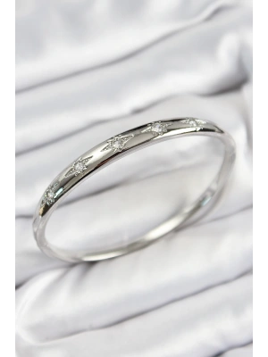 Pirinç Zirkon Taşlı Kutup Yıldızı Model Gümüş Renk Kadın Kelepçe