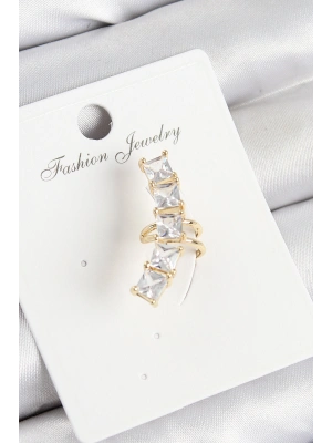 Pirinç Zirkon Taşlı Model Gold Renk Sağ Kıkırdak Küpe