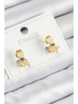 Pirinç Zirkon Taşlı Pamuk Prenses Model Gold Renk Çocuk Küpe