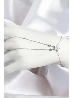 Pirinç Zirkon Taşlı Yıldız Model Gümüş Renk Şahmeran