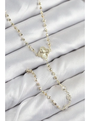 Pirinç Zirkon Taşlı Yonca Model Gold Renk Kadın Y Kolye