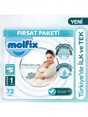 Premium Bebek Bezi Fırsat Paketi 1 Beden 2-5 Kg 72 Adet