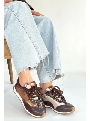 Ranu Kahverengi Cilt Paraşüt Detaylı Bağcıklı Spor Ayakkabı