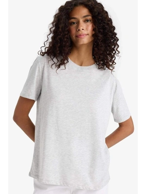 Regular Fit Bisiklet Yaka Gri Kadın T-Shirt