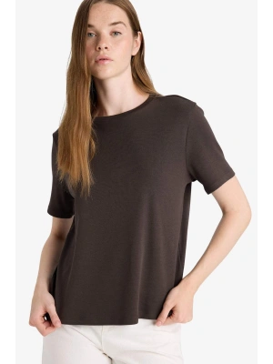 Regular Fit Bisiklet Yaka Kısa Kollu Tişört Kahverengi